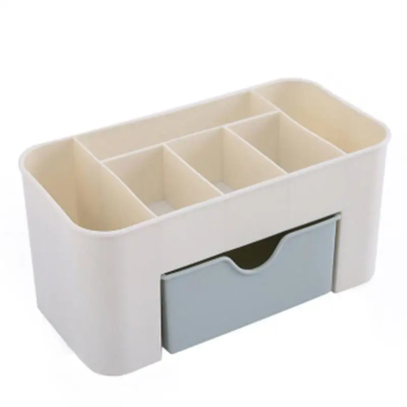 Пластиковая коробка для органайзера для макияжа, 6 сеток, коробка для хранения косметики, ящик, органайзер для мелочей, товары для дома - Цвет: Синий