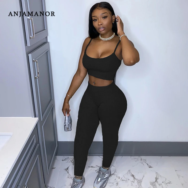 conjunto informal de dos piezas para mujer, ropa de verano, Top corto y pantalones a juego, ropa activa, mono, D90 BF22|Trajes de pantalón| - AliExpress