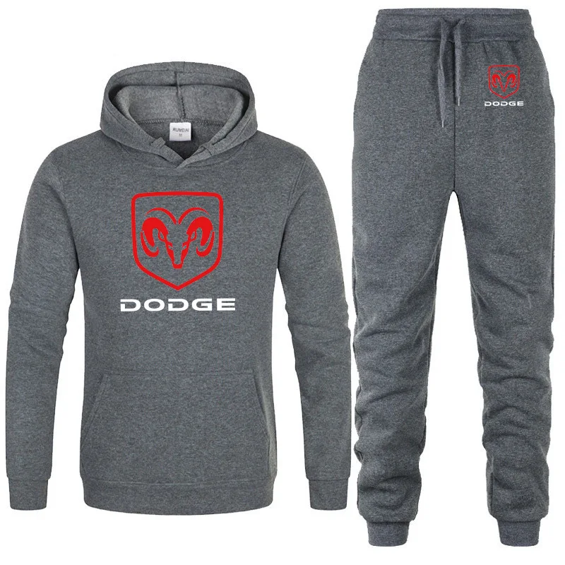 Мужские толстовки с капюшоном с логотипом Dodge Car, унисекс, модная мужская толстовка с капюшоном в стиле хип-хоп, harajuku, повседневные флисовые худи, штаны, костюм из 2 предметов