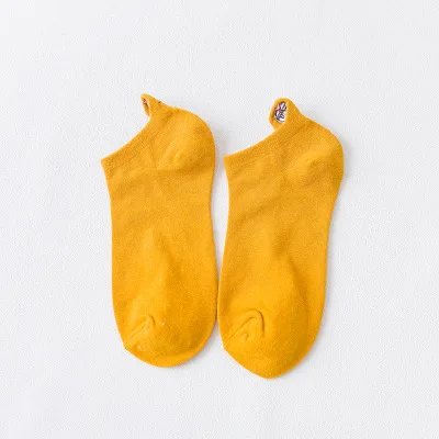 259Yellow Новые летние хлопковые носки-башмачки с вышивкой для девочек модные женские и мужские индивидуальные носки с забавным выражением - Цвет: 259Yellow