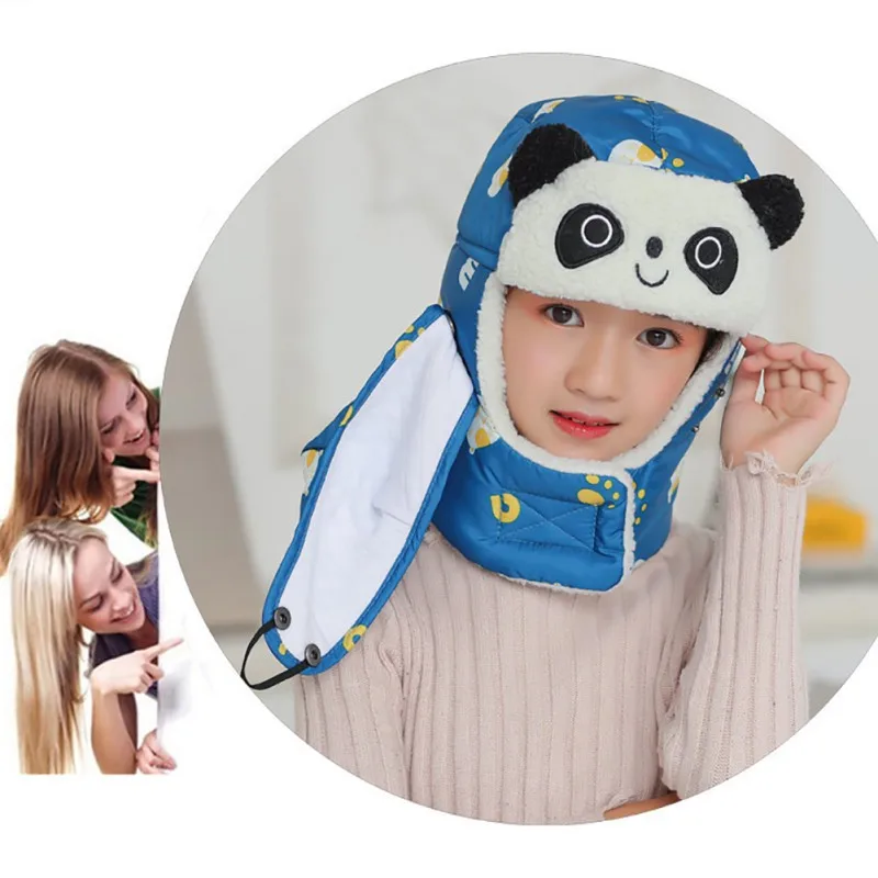 Новая женская Милая панда морозостойкая шапка Защита лица защита ушей Толстая зимняя шапка для велоспорта
