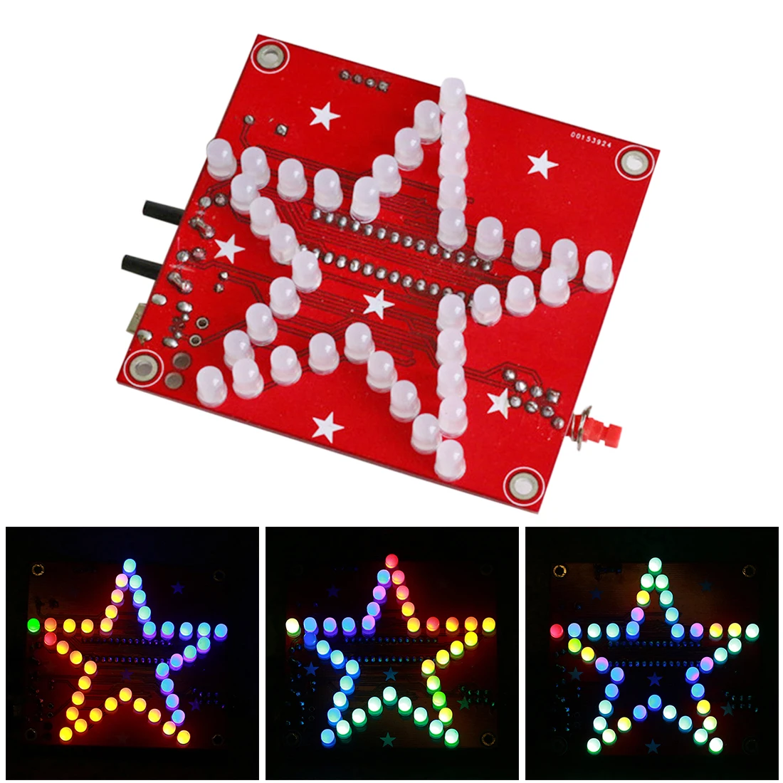 Piezas electrónicas a granel para soldadura, Kit de luz LED de estrella de cinco puntas con música colorida, lámpara escarchada de 5mm y cuentas y carcasa