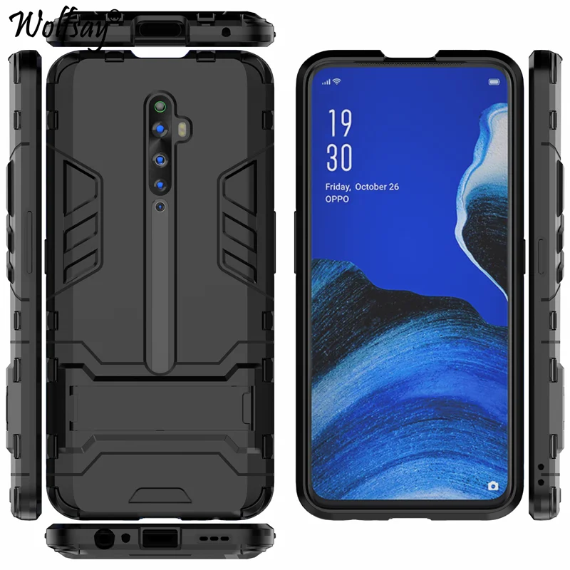 Чехол Wolfsay для Oppo Reno 2Z противоударный Гибридный чехол подставка силиконовый