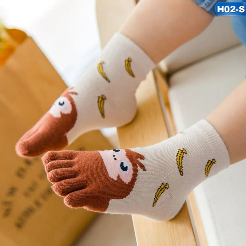 02 Kawaii/Детские носки хлопковые носки с животными для мальчиков и девочек дешевые носки для детей носок с пятью пальцами От 3 до 7 лет/От 7 до 12 лет - Цвет: 02
