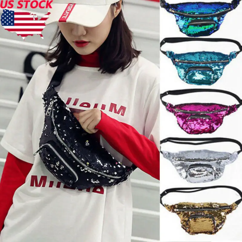 Модная Повседневная Женская Блестящая поясная сумка с блестками в стиле русалки