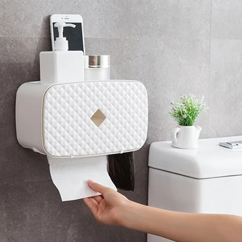

Toilet Paper Holder Waterproof Tissue Box Plastic Toilet Paper Holder Wall Mount Bathroom Organizer Storage Box Napkin Dispenser