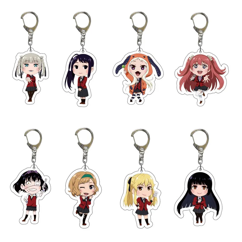 

20pcs/lot Anime Kakegurui Acrylic Keychain Cartoon Meari Saotome Jabami Yumeko Figures Keychains Car Pendant Accessories