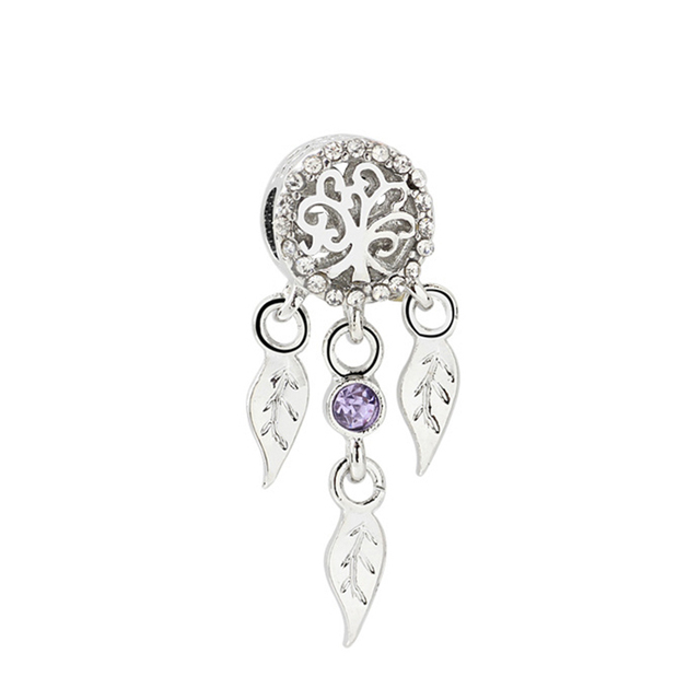 Original Pandora Charms Bracelet Leaf Feather Starfish Conch Shell Dreamcatcher Pendant for Women Bangle Dream Catcher Beads