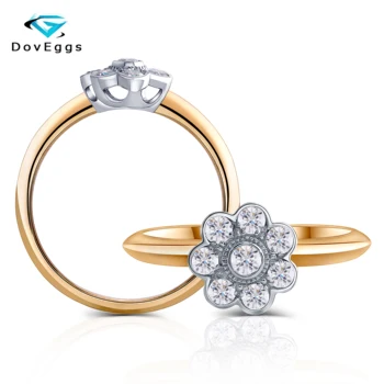 

DovEggs 14K 585 White and Yellow Gold Flower 2mm*8pcs F Colorless Moissanite Engagement Ring for Women Wedding Gifts Gold Ring