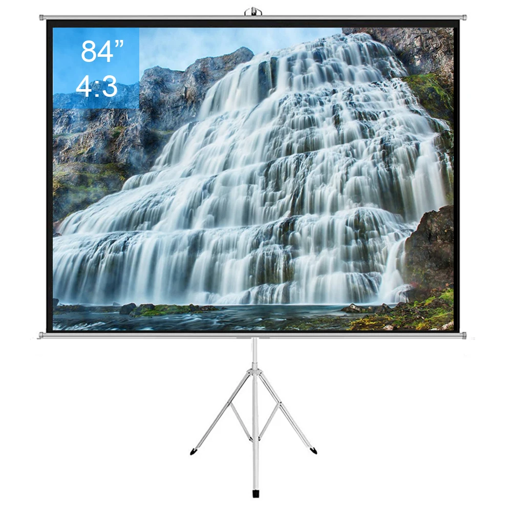 

84 inch 4:3 Portable Indoor Outdoor Projector Screen Matte Gray Fabric Fiber Screen With Pull Up Foldable Stand Tripod