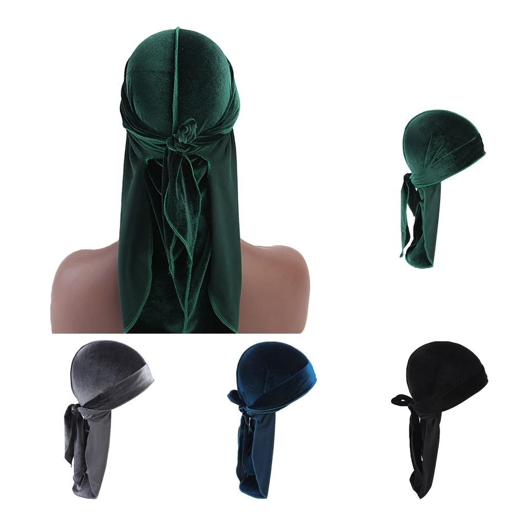 4 Pieces Premium Silky Men Women Durag Hat Wave Cap Casual Bandana Durag
