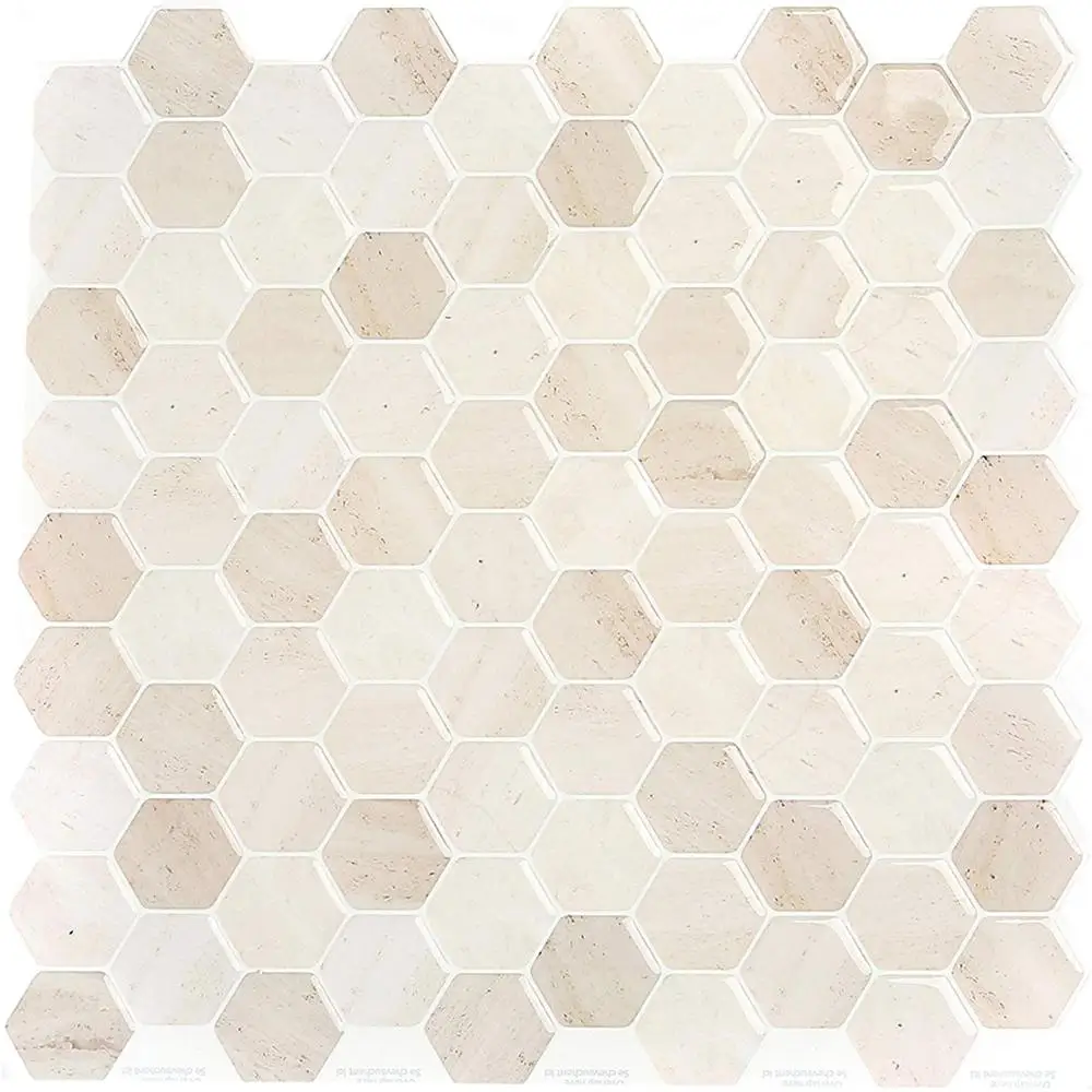

Vividtiles Modern European-style Beautiful Beige Hexagonal Mosaic Peel and Stick Home Decor Wallpaper-1 Sheets