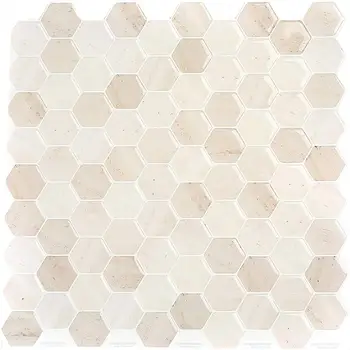 

Vividtiles Modern European-style Beautiful Beige Hexagonal Mosaic Peel and Stick Home Decor Wallpaper-1 Sheets