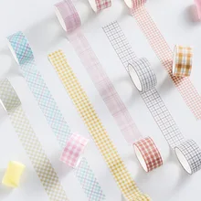 

Journal sticker decoration tool 4 rolls / box basic grid color paper rubbing tape grid pattern adhesive masking tape