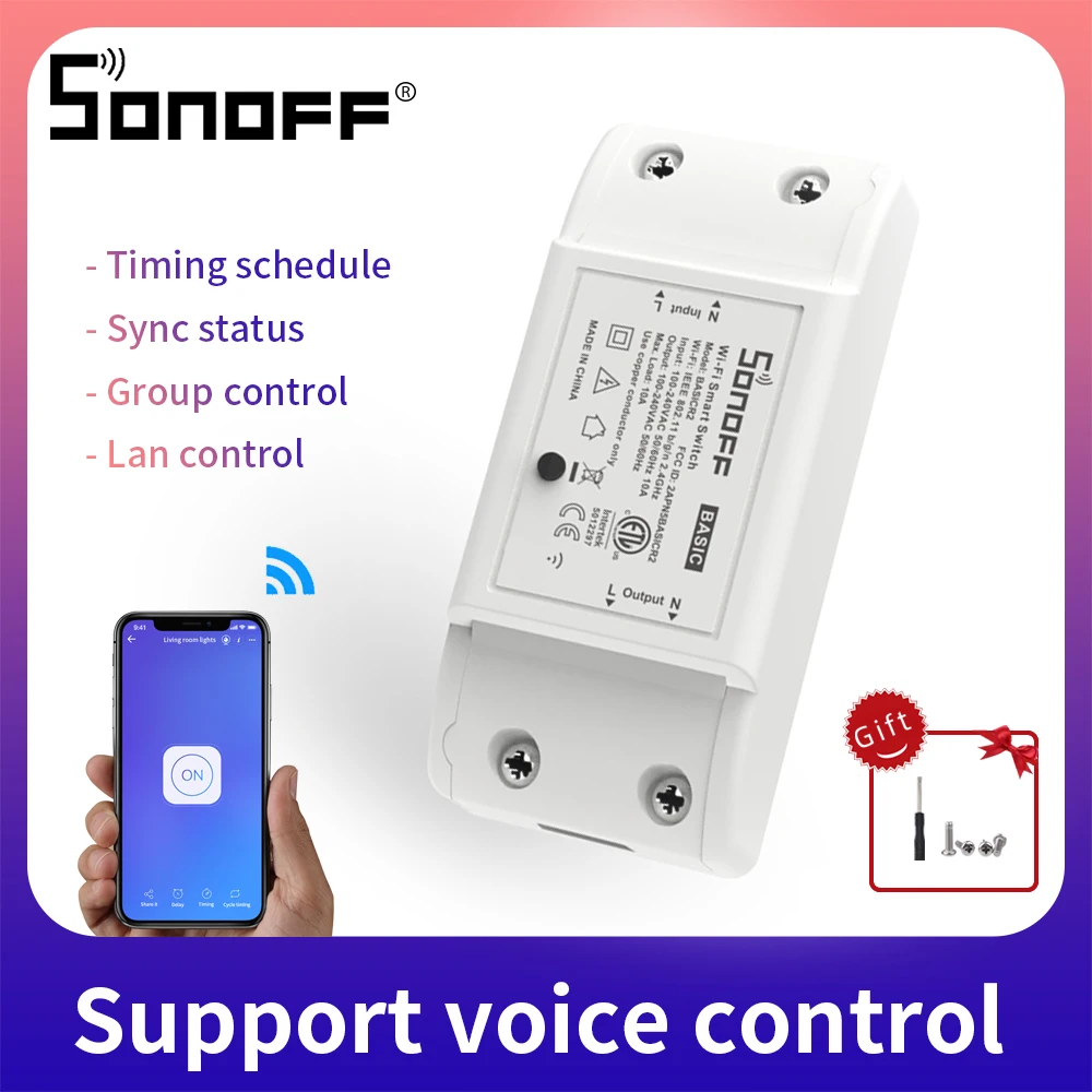 SONOFF Dual 2CH 10a 220v Wireless Switch Light WiFi Remote Control Module DIY Timer Timing for Smart Home Automation 