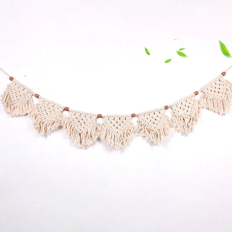 

New European Macrame Wall Hanging Handwoven Bohemian Cotton Rope Beige Tapestry Home Decor Tapestries Living Room Decoration