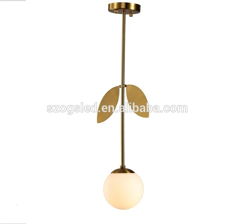 Contemporary Modern Bronze Leaf Decorative Glass Ball Hanging Pendant Lamp For Coffee Shop hanging lamp