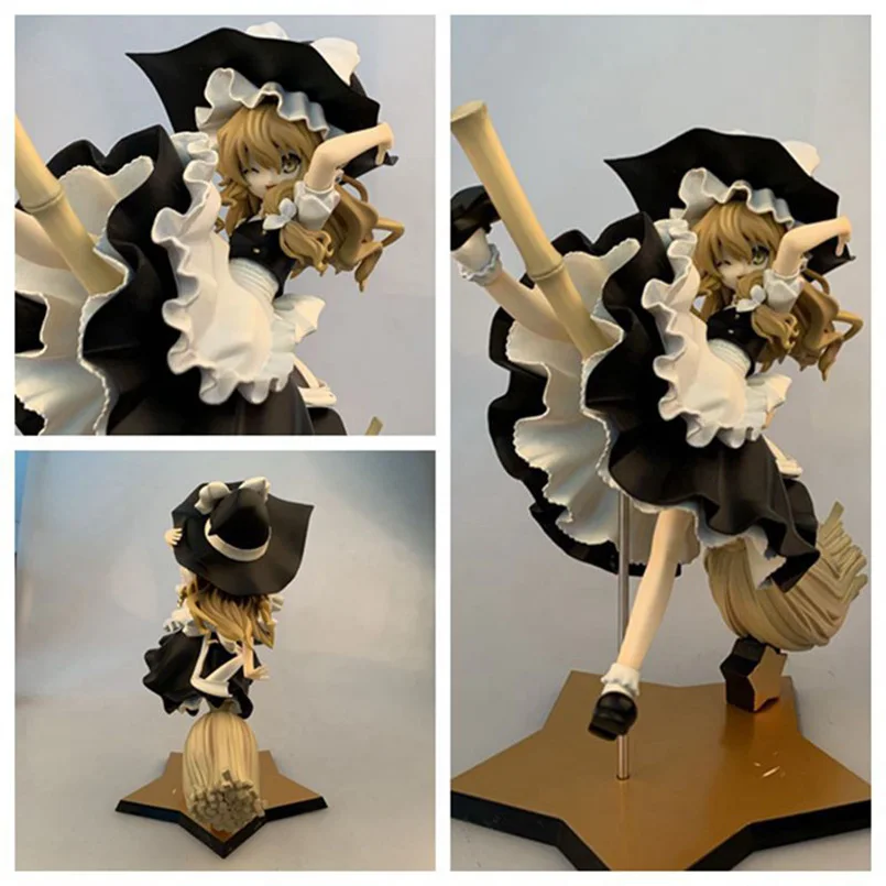 

21cm japanese anime TouHou Project Kirisame Marisa PVC action figure Riding broom Kirisame Marisa figure Decoration model toys