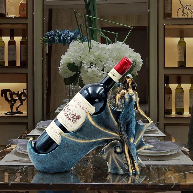 Креативный Винный Стеллаж в европейском стиле с покрытием бутылки вина подсвечник, декоративные изделия роскошный виски бутылка пива смола ремесел винный шкаф стойка для стойки