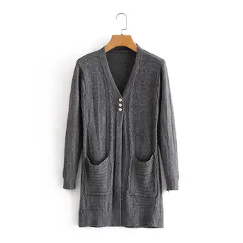 

2020 autumn and winter new coat women temperament lazy wind loose sweater mid-length knitted cardigan jacket