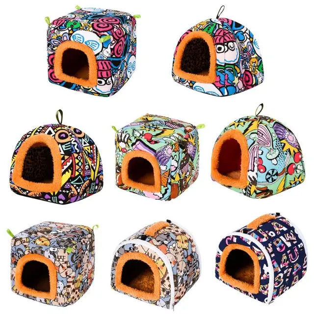 Small Animal Guinea Pig Hamster Hedgehog Bed House Warm Cage Bed Habitat Cave