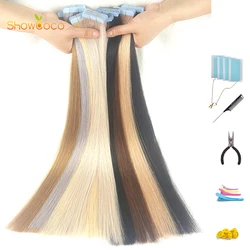 ShowCoco Blonde Tape In Extension 100% Human Hair Natural Machine-Made Remy Adhesive Tape 20/40pcs Tape In Human Hair Extensions