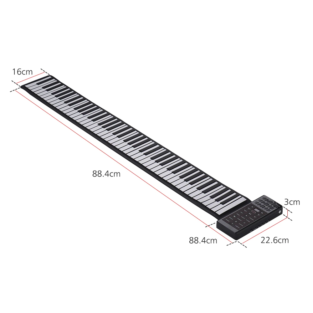 

Portable Electric 88 Keys Hand Roll Up Piano Multifunction Digital Piano Keyboard Built-in Speaker Rechargeable Lithium Battery