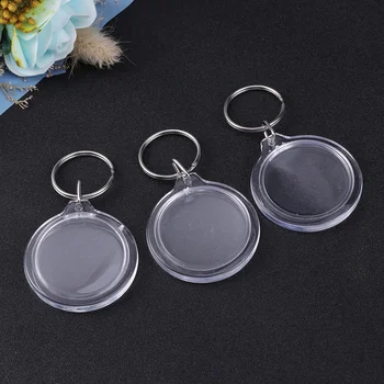 

100pcs Circular Transparent Blank Acrylic Insert Photo Picture Frame Keyring Keychain Key Holder DIY Split Ring Key Chain Gift