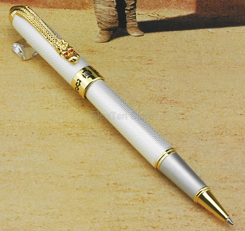 Jinhao Ancient Rollerball Pen Dragon Clip, White Writing Signature Pen Business Office & School Supplies