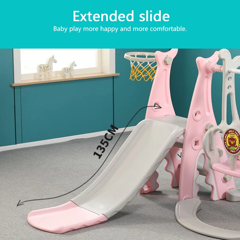 3 In 1 Baby Slides And Swing Chair Basketball Story Home Kids