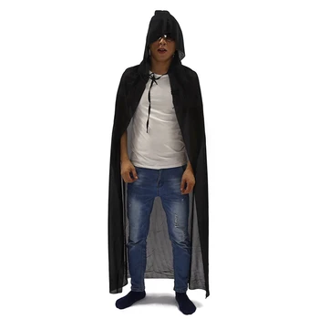 

2019 Black Solid Unisex Cosplay Costumes Hoodies Cloak Halloween Cosplay Costumes Cape Hooded Coat For Adult
