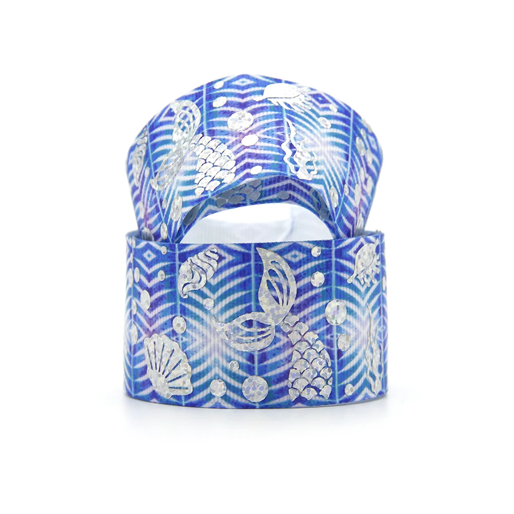 David accessories 50 ярдов/рулон рыбные чешуи Лазерная серебристая лента DIY лук мешок ленточный материал ремесла украшение дома, 50Yc8157