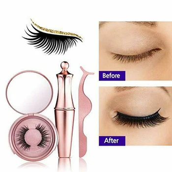 

Magnetic False Eyelashes Magnetic Eyeliner Eyelashes Extension Liquid Eyeliner And Tweezer Women Makeup Cosmetics US Stock