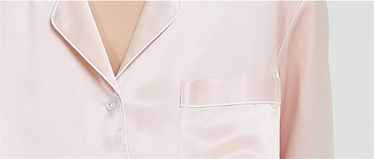 100% Silk Shirt Sleepwear 19mm Long Shirts Sleeved Blouse Fashion Shirts Women Shirts 100% Silk V-neck Pocket 5