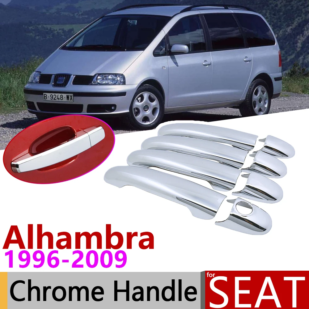 Для Seat Alhambra MK1 7M 1996~ 2009 хромированные дверные ручки, автомобильные аксессуары, наклейки, набор отделки 1997 1999 2000 2003 2005 2007 2008