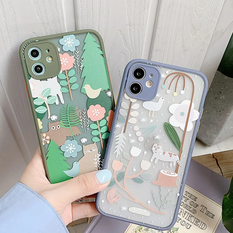 

For iPhone 11 Pro Max Cute Relief Flower Phone Case For iPhone 7 8 Plus X XR XS Max SE2020 Funny Transparent Cover Coque Gift