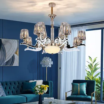 

modern iron crystal hanging lamp luminaire suspendu black pendant lamp ventilador de techo luzes de teto avizeler