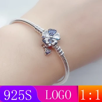 

LISM [Wholesale] S925 Sterling Silver 2019 Winter New 1: 1 Mo Shang Flower Enamel Bracelet Fashion Lady Gift DIY Original Jewelr