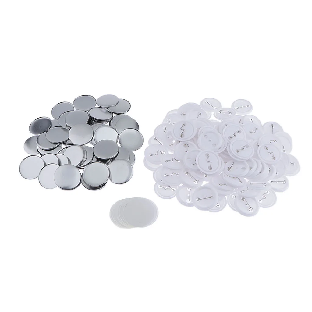 100 Sets Pin Back Button Parts for Badge Maker Machine Button Made DIY Crafts and Children's Craft Activities (44mm)