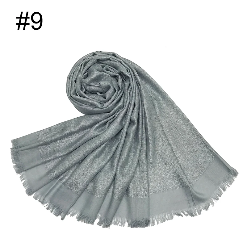 Number 9 color Новая мода блестящая элегантная бандана обертывания вискоза женский шарф Искра шарф Мусульманский Хиджаб зимние шали Быстрая 10 шт./лот - Цвет: Number 9 color