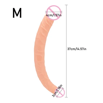 Overlength Double Dildos Soft Double Headed Penis Realistic Phallus Double Penetration Vagina and Anus Sex Toys Erotic Dick 3