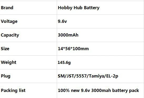9.6V 3000MAH
