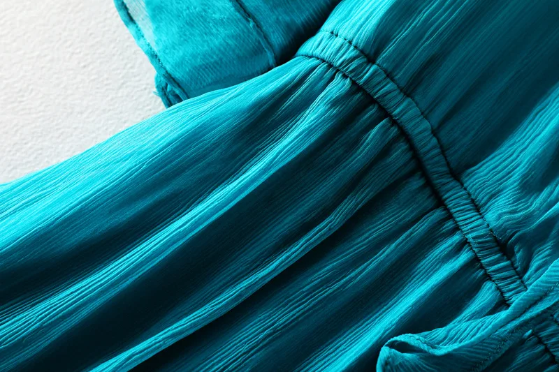 Tcyeek летнее платье Настоящее шелковое платье женская одежда Boho Ruffles макси платья Vinatge элегантные женские Vneck Vestido 98005