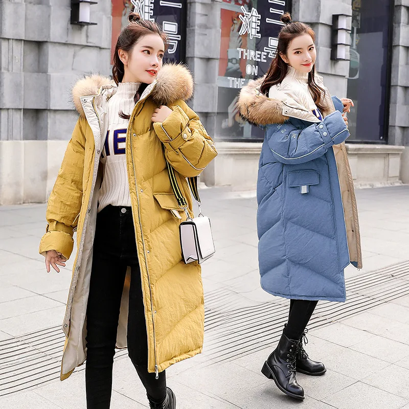 

2018 Winter Fashion Slim Fit Solid Color Mid-length Long Sleeve Casual Versatile Korean-style Hooded down Cotton Cotton-padded C