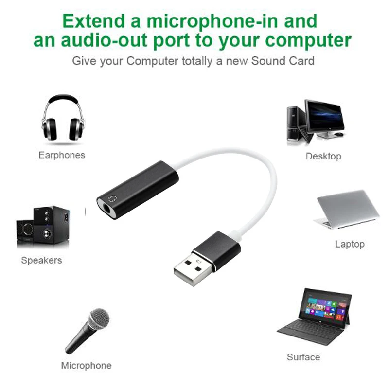 HIFI Magic Voice 7.1CH внешняя звуковая карта USB до 3,5 мм аудио адаптер стерео динамик для гарнитуры микрофон настольная поверхность
