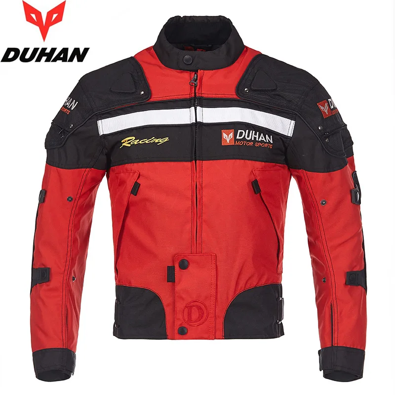 DUHAN, осенне-зимняя мотоциклетная куртка, ветрозащитная куртка для мотокросса, защитная Экипировка, мотоциклетная куртка для верховой езды - Цвет: D020-RED
