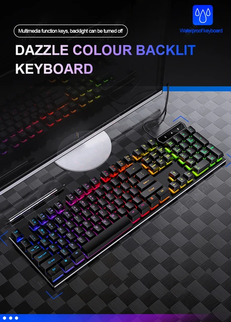 104 Key Mechanical Keyboard USB Wired LED Backlit YINDIAO Gaming Mechanical  Keyboard Mouse Suit For Desktop