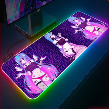 Moneko-alfombrilla de ratón con luz LED para juegos, accesorio de ratón con bloqueo Dsek, RGB, para miniteclado de ordenador portátil, Color Anime, XXL 1