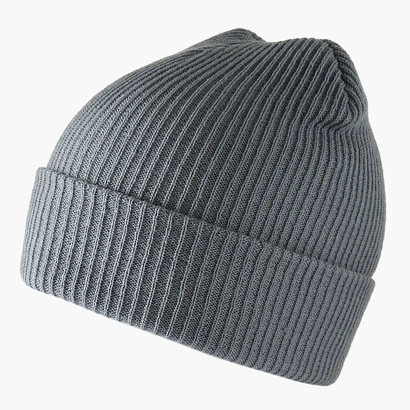 Унисекс шапки для зимний акриловый вязаный с манжетами кепка хип хоп головной убор моряка для женщин ребристые короткие кепки с сеткой утолщенная шапочка - Цвет: Светло-серый