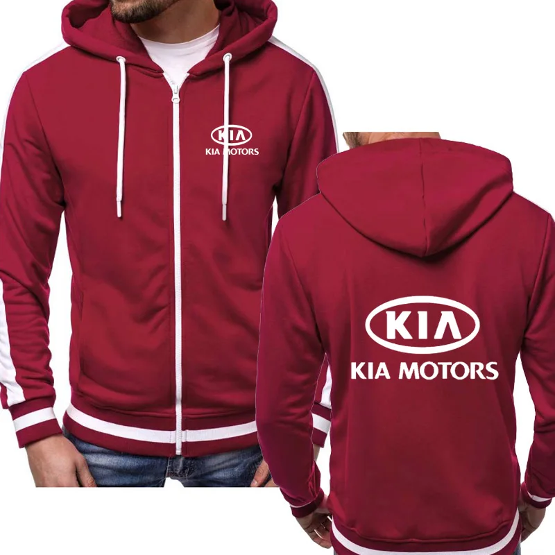 Мужские толстовки для KIA Car с логотипом, модная повседневная куртка в стиле хип-хоп, Harajuku, с длинным рукавом, с капюшоном, на молнии, Мужская толстовка, одежда W